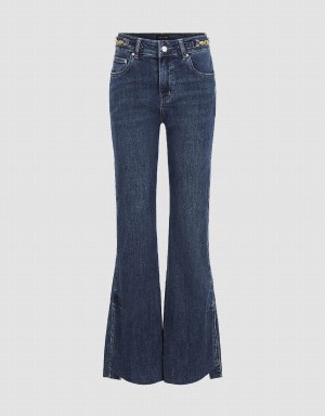 Blue Women's Urban Revivo Split Hem Flare Jeans | BBU5113CK