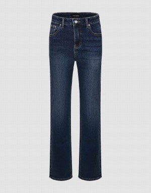 Blue Women's Urban Revivo Straight Jeans | VMH8369RU