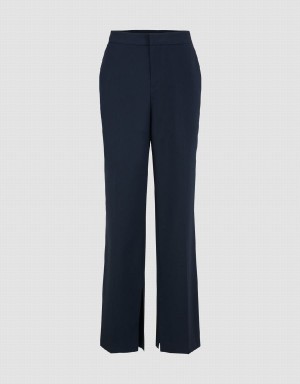 Blue Women's Urban Revivo Straight Pants | RWK1045WC