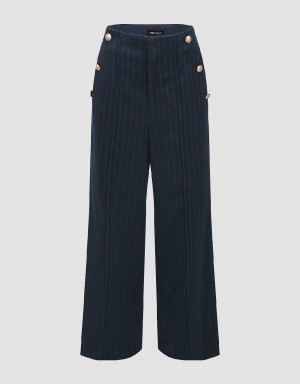 Blue Women's Urban Revivo Striped Wide-Leg Pants | WST9045GG