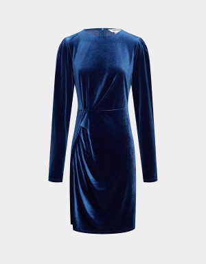 Blue Women's Urban Revivo Velvet Bodycon Dress | YLQ3364NK