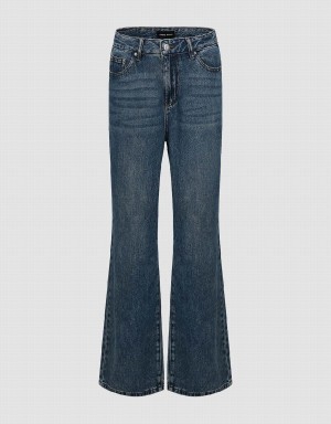 Blue Women's Urban Revivo Wide-Leg Jeans | UEO2043KZ