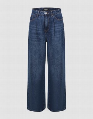 Blue Women's Urban Revivo Wide-Leg Jeans | OTU4646RQ