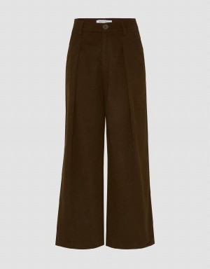 Brown Women's Urban Revivo Loose Wide-Leg Pants | GOH9062WP