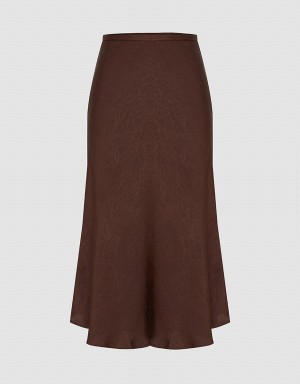 Brown Women's Urban Revivo Midi Fishtail Skirts | CAG3970VX