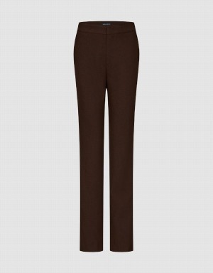 Brown Women's Urban Revivo Skinny Straight Pants | HIU1230VT