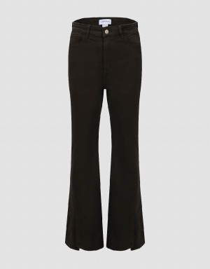 Brown Women's Urban Revivo Split Hem Flare Jeans | FDS1881HJ