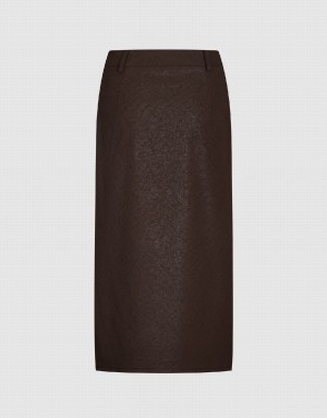 Brown Women's Urban Revivo Split Hem Straight Skirts | VHF3696PU