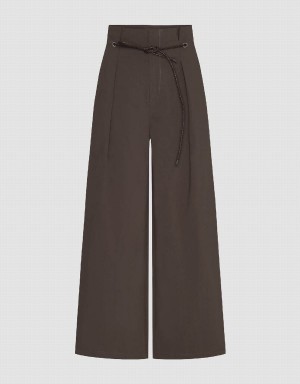 Brown Women's Urban Revivo Straight Pants | JAV1552AV