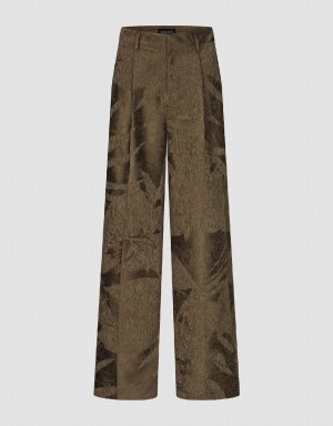 Brown Women's Urban Revivo Textured Wide-Leg Pants | NCJ3160UZ