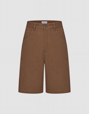 Brown Women's Urban Revivo Urban Regular Shorts | KLG93100QU