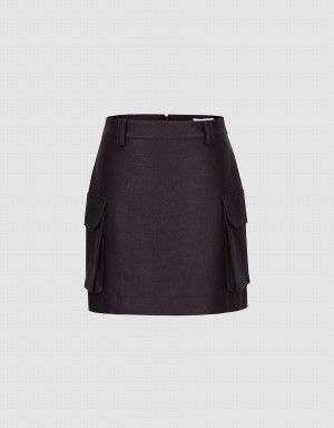 Brown Women's Urban Revivo Vegan Leather Mini A-Line Skirts | DQK778NL