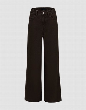 Brown Women's Urban Revivo Wide-Leg Jeans | EKZ7284AV