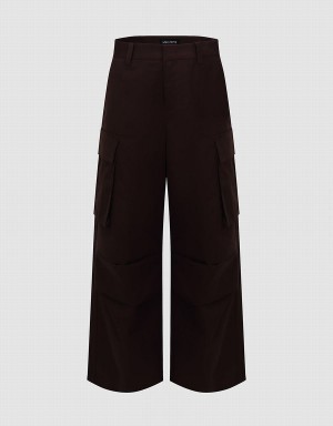 Brown Women's Urban Revivo Wide-Leg Pants | QAG9535XM