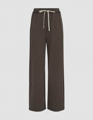 Dark Brown Women's Urban Revivo Drawstring Waist Knitted Straight Pants | TRM4529DR