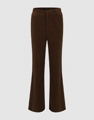 Dark Brown Women's Urban Revivo Knitted Flare Pants | DMB8698MC