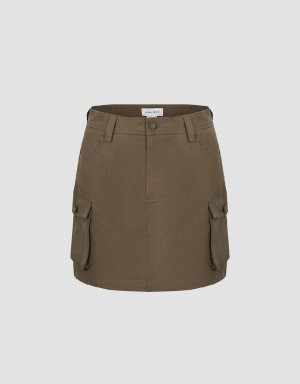 Dark Brown Women's Urban Revivo Mini A-Line Skirts | VDP5583BO