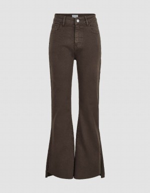 Dark Brown Women's Urban Revivo Split Hem Flare Jeans | ODG5551ST