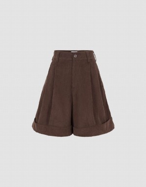 Dark Brown Women's Urban Revivo Urban Regular Shorts | DSA7791EX