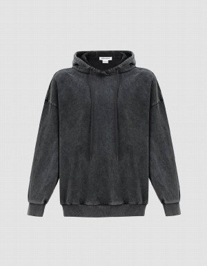 Dark Grey Men's Urban Revivo Straight Hooded Sweatshirts | IMR5396QH