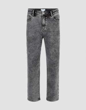 Dark Grey Men's Urban Revivo Straight Jeans | QGE901AF