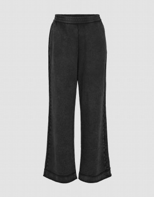 Dark Grey Women's Urban Revivo Elastic Waist Knitted Wide-Leg Pants | MSQ7746BO