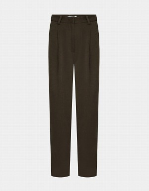 Dark Grey Women's Urban Revivo Fold Pleated Carrot Tailored Pants | SRF621GO