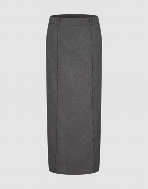 Dark Grey Women's Urban Revivo Maxi Straight Skirts | WIU6796NV