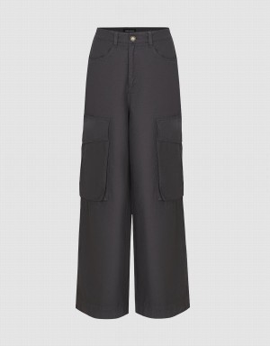 Dark Grey Women's Urban Revivo Wide-Leg With Pockets Pants | TGX7089VT