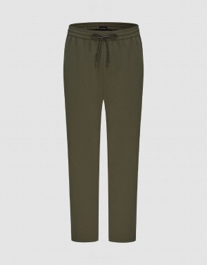 Green Men's Urban Revivo Elastic Waist Straight Pants | EYJ722BM