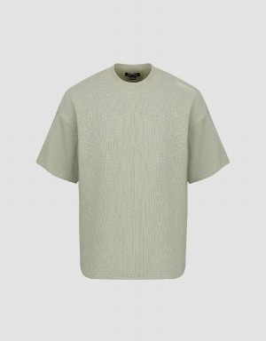 Green Men's Urban Revivo Loose Knitted T Shirts | XBP1277BQ