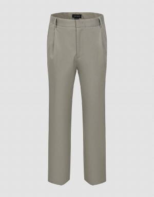 Green Men's Urban Revivo Straight Pants | MIM7689EV