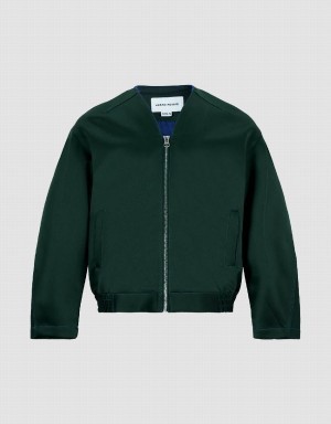 Green Men's Urban Revivo Zipper Front Oversized Jackets | BNM5361YW