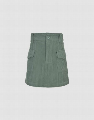 Green Women's Urban Revivo A-Line With Flap Pockets Skirts | DOQ2183GS