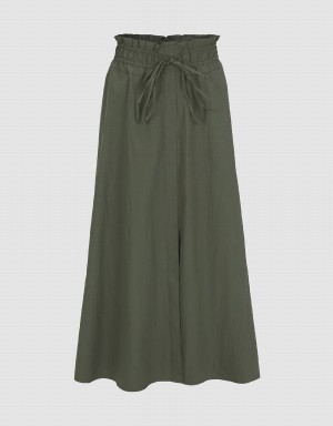 Green Women's Urban Revivo Elastic Waist A-Line Skirts | ZAQ1726SG