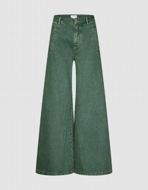 Green Women's Urban Revivo Gradient Wide-Leg Jeans | AIZ3826QV