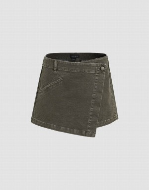 Green Women's Urban Revivo Loose Denim Shorts | BNZ6825OB