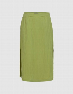 Green Women's Urban Revivo Midi A-Line Skirts | DXO3249JR