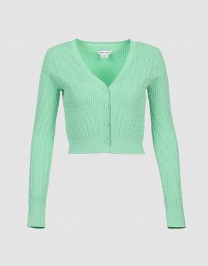 Green Women's Urban Revivo Plain Button Up Cardigan | AZN3965KD