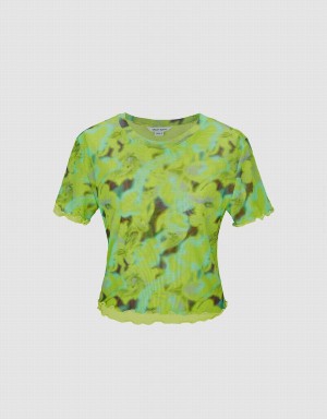 Green Women's Urban Revivo Skinny T Shirts | VSV228ST