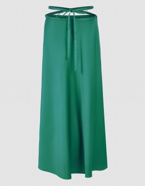 Green Women's Urban Revivo Split Hem A-Line Skirts | KZI10027BS