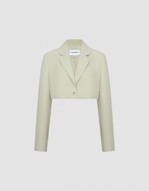 Green Women's Urban Revivo Tailored A-Line Blazers | AJH8996QU