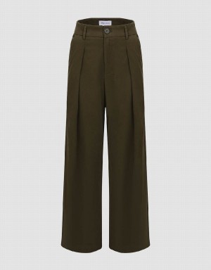 Green Women's Urban Revivo Tailored Wide-Leg Pants | HOX3322EF