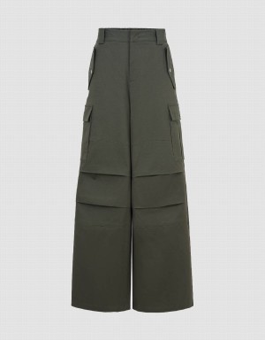 Green Women's Urban Revivo Wide-Leg Pants | MKS3460VT