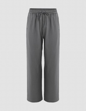 Grey Men's Urban Revivo Drawstring Waist Wide-Leg Loose Pants | MRX459HK