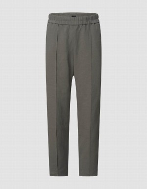 Grey Men's Urban Revivo Elastic Waist Knitted Straight Pants | MOO319FL