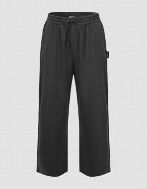 Grey Men's Urban Revivo Elastic Waist Straight Pants | VGL4948DW