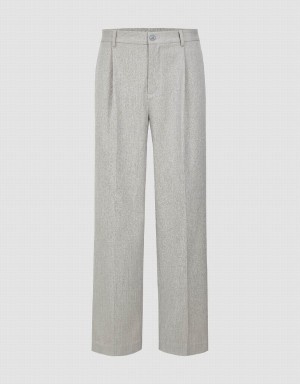 Grey Men's Urban Revivo Loose Straight Pants | FAL4917NJ