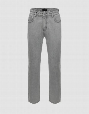 Grey Men's Urban Revivo Straight Jeans | PEO2456UI