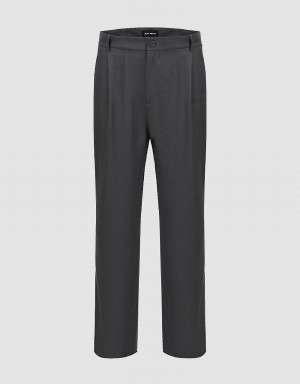 Grey Men's Urban Revivo Tailored Straight Pants | YBS7814SN